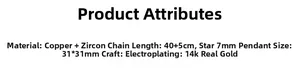 Specifications of 14k gold plated necklace with zircon, adjustable chain and lock pendant