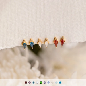 Square Birthstone Stud Earrings Stainless Steel 18K Gold Plated Cubic Zirconia Elegant Jewelry For Women