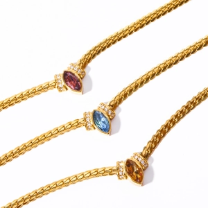 Set di collane a catena a serpente dorata con zirconi marquise in stile vintage