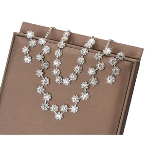 Elegantes silbernes Blumenschmuck-Set mit funkelnden Strasssteinen für Brauthochzeiten