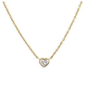 Collana minimalista in oro con pendente a cuore in zircone, castone classico e catena a O