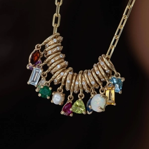 Edelstahl Monatsgeburtsstein Anhänger Vergoldet Geometrischer Edelstein Charm Für DIY Halskette Muttertag Geburtstag Schmuck Geschenk Damen