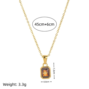 Collana Stella Polare in oro con ciondolo rettangolare e pietra portafortuna 45cm