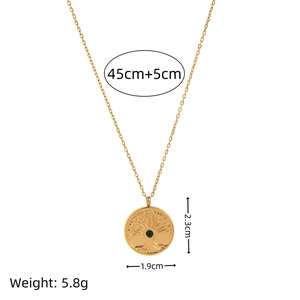 Gouden levensboom ketting met groene edelsteen hanger voor dames, uniek design
