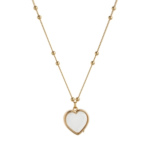 Goldene Herz-Halskette mit facettiertem Glaskristall und Perlenkette für Damen