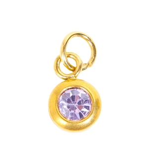 Minimalist gold plated stainless steel pendant with purple round cut zircon stone