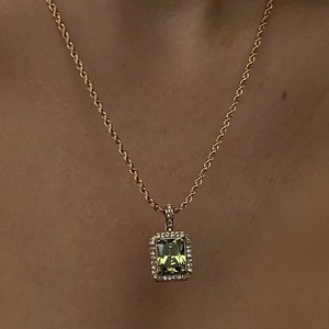 Vintage Britischer Stil 18K Vergoldet Edelstahl Seilkette Quadrat Zirkonia Anhänger Halskette Armband Für Damen