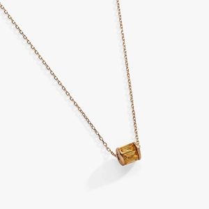 Rose gold titanium birthstone necklace with yellow zircon pendant in old money aesthetic