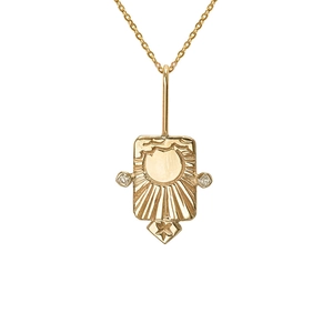 Collana di tarocchi vintage in acciaio inossidabile con ciondolo sole e zircone incastonato