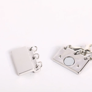 Three-strand magnetic slide clasp in silver finish for layered necklaces jewelry making