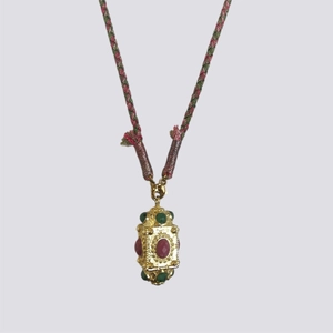 Vintage Ethnic Bohemian Necklace For Women 18k Gold Plated Copper Geometric Pendant With Zircon Exotic Handcrafted Jewelry