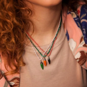 Vibrant Colorful Chili Pepper Pendant Beaded Necklace Bohemian Stainless Steel Chain Handmade Ethnic Neck Jewelry For Women Party Daily
