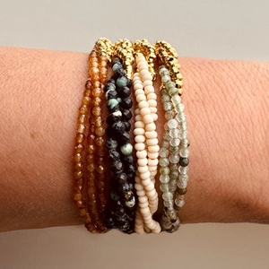 Bohemian gold layered bracelet set with turquoise and colorful faceted beads for women