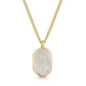 Collar con colgante de medallón ovalado de acero inoxidable chapado en oro de 18k