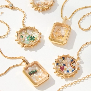 Collier Pendentif Médaillon Flottant en Verre et Acier Inoxydable Plaqué Or 18K Vintage Bijoux Shaker DIY pour Femmes
