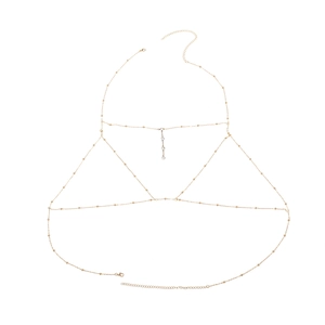 Collana corpo sexy in oro con perline di rame e chiusura a moschettone regolabile