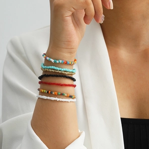 Bohemian multi-layer handmade seed bead stretch bracelets set for women in mixed colors