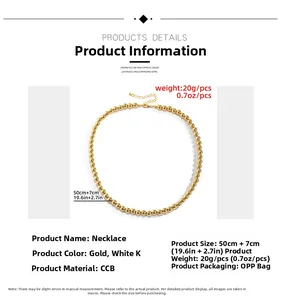 Detaillierte Größentabelle der goldenen Perlenkette mit 50 cm Länge und Verlängerung