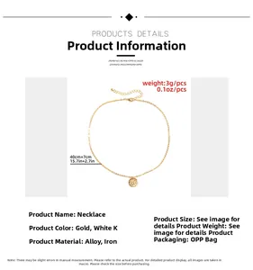 Detailansicht der goldenen Schlangenkette mit rundem strukturiertem Anhänger 40cm plus 7cm