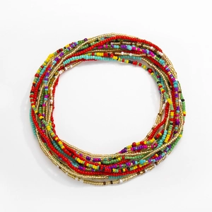 Cadena de cuerpo multicapa de cuentas coloridas para accesorios de moda bikini