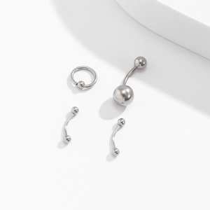 Set de joyería para piercing de acero inoxidable pulido con anillos y pesas pequeñas