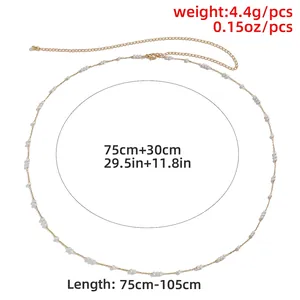 Catena da vita con perle dorate gioiello corpo regolabile da 75cm a 105cm con chiusura moschettone