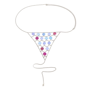 Sexy colorful sequins body chain bra with blue and pink tassels for beach club style