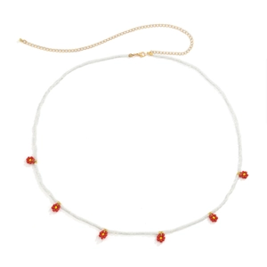 Chaîne de taille en perles faites à la main avec pendentifs fleurs rouges et style bohème