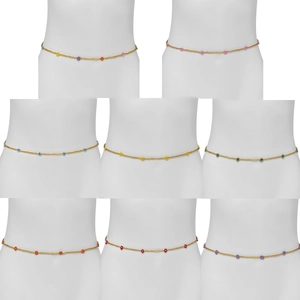 Bohemian seed bead daisy waist chains in eight vibrant colors for vacation beach wear