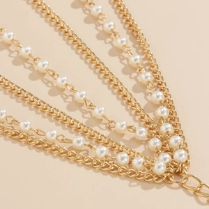 Ensemble de chaîne de corps dorée multicouche avec perles pour bijoux de plage sexy