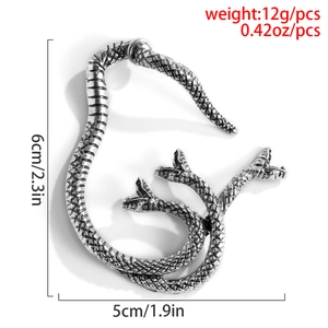 Vintage silver triple snake ear cuff with gothic scale texture and 3D geometric design