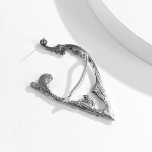 Gothic rose elf ear cuff in retro silver alloy for women with dark punk aesthetic style