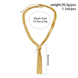 Tableau des tailles détaillé pour collier doré multicouche avec chaîne 45cm et pompon