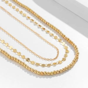Golden sequin and beaded multi-layer body chain set for beach fashion accessories