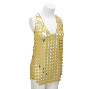 Gilet de chaîne de corps sexy avec paillettes dorées et franges métalliques pour femmes