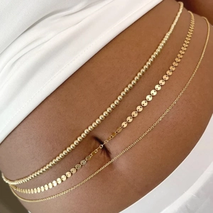 Sexy Triple Layer Sequin Bead Waist Chain For Women Gold Silver Plated Belly Chain Beach Body Jewelry Accessories