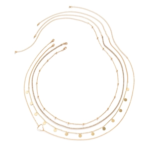Ensemble de chaîne de corps dorée multicouche avec pendentif cœur et sequins brillants