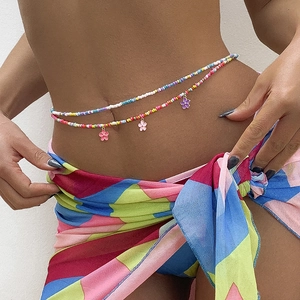 Catenina da vita bohémien colorata con ciondoli a fiore per abbigliamento da spiaggia