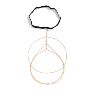 Sexy dijketting met sterren strass steentjes, imitatieparels en gouden gelaagde kettingen