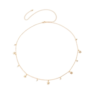 Sexy goldene Taillenkette mit Stern-Anhängern und Strasssteinen für Damen im Strand-Stil