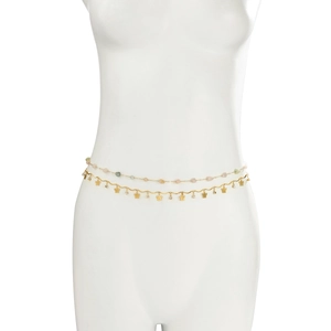 Chaîne de corps double couche avec perles pastel et pendentifs papillon dorés