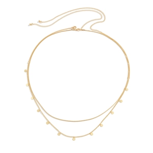 Golden double-layer body chain featuring circular sequins and adjustable lobster clasp