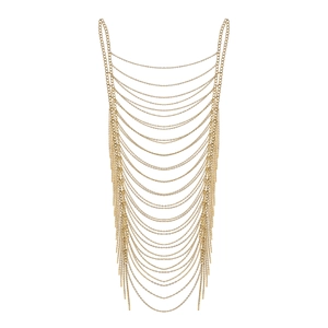 Elegant multilayer gold body chain with hollow geometric fringe design for women
