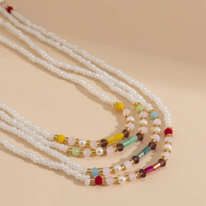 Mehrfarbige böhmische elastische Perlen-Taillenkette mit bunten Kunstkristallen