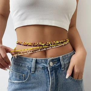 Böhmisch Muschel Künstliche Perlenimitat Mehrlagig Glasperlen Bauchkette Fußkettchen Set Für Damen Sexy Strandurlaub Schmuck Körperkette