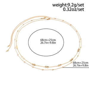 Double-layer gold chain body belt with infinity symbol charms and small beads decoration