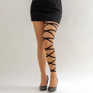 Sexy Harajuku style black elastic leg chain with multilayer crisscross straps for women
