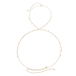 Sexy mehrlagige goldene Körperkette mit eleganten Wassertropfen-Anhängern und Pailletten