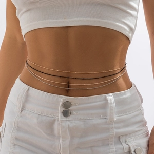 Simple Copper Waist Chain For Women Minimalist Metal Bead Belly Chain Sexy Beach Body Jewelry Adjustable Belt Accessory