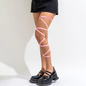 Rosa elastische Beinkette mit Kreuzband und Herzring für Damen im Sweet-Cool-Stil